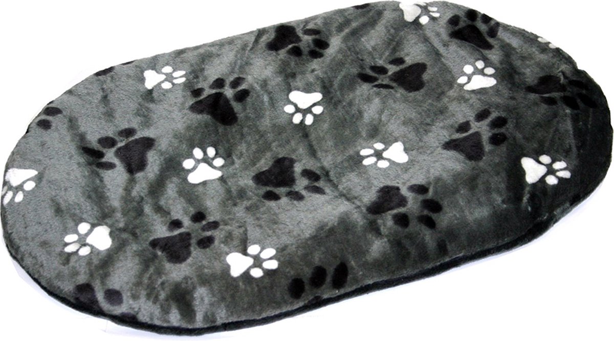 Duvoplus – Dierenkussen – Hond – Ovaal Kussen Met Pootafdruk 64x41x5cm Grijs – 1st