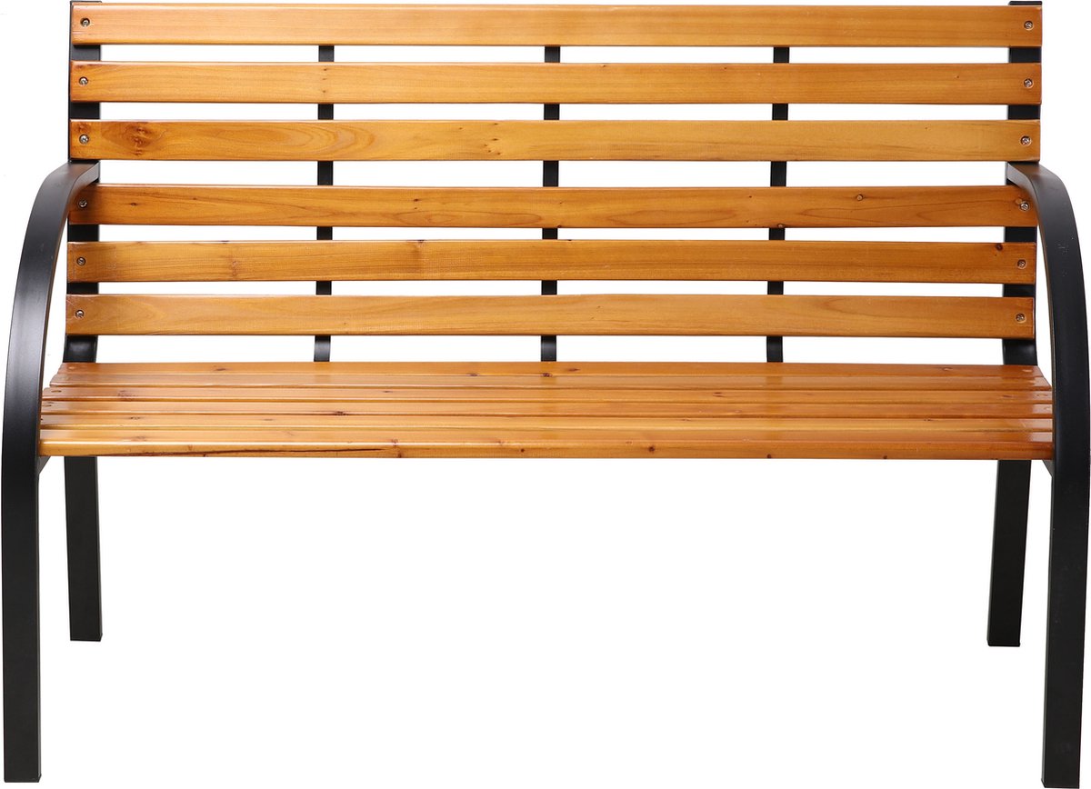 AXI Otis houten Tuinbank met matzwart stalen frame – Cederhout - 122x60x83 cm – Tweepersoonsbank voor buiten - AXI