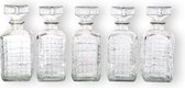 Kristal Whiskey Karaf | Set van 5, 1L elk | Ideaal Cadeau voor Man & Vrouw | Downton Abbey Geïnspireerde Whiskey Karaf Kristal Set - Luxe voor Fijnproevers