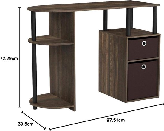 Coleshome hoekbureau, 100x70 cm bureau in L-vorm met 4 laden