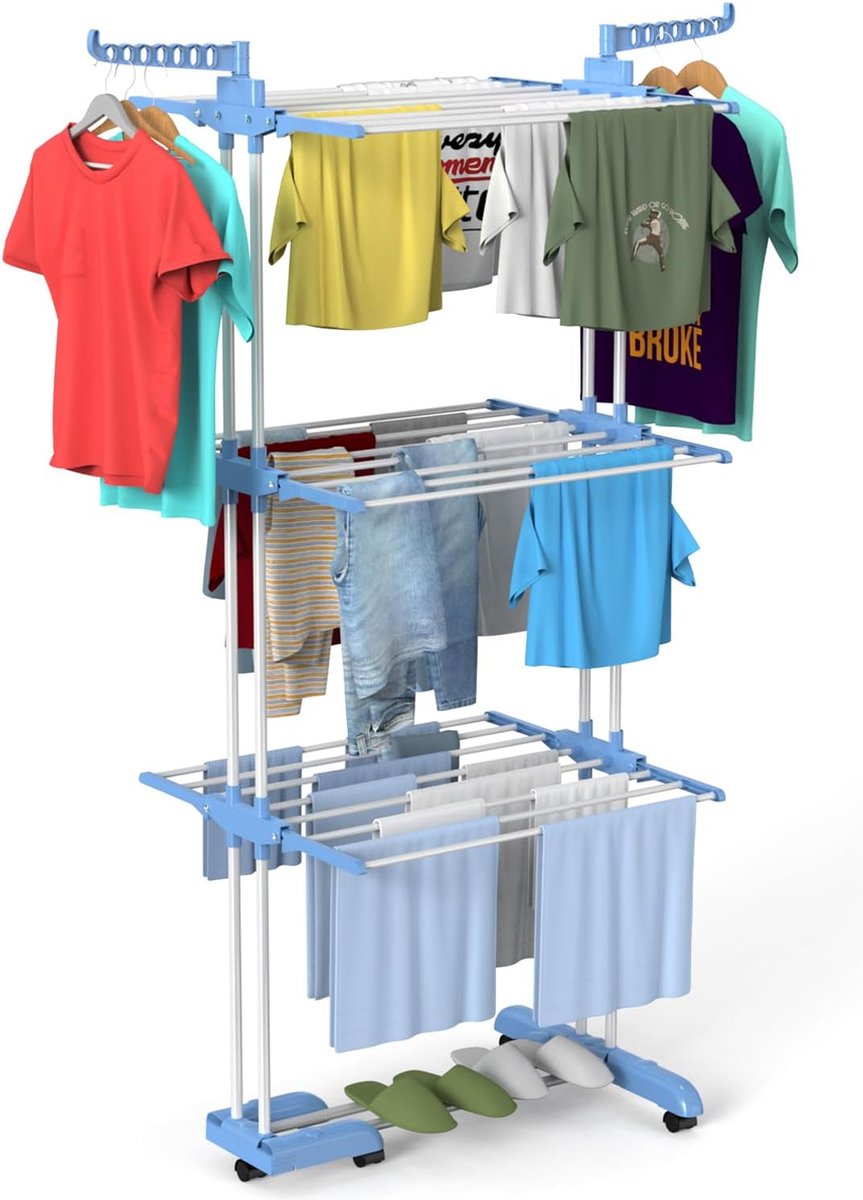 Goedkoopste Droogrek met wieltjes, multifunctioneel droogrek met 4 etages