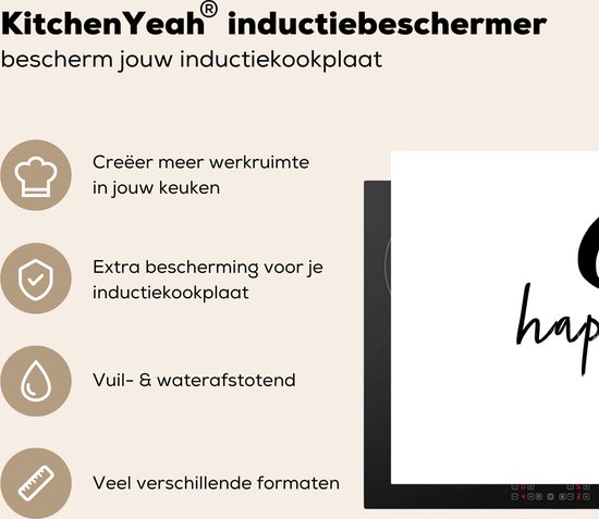 KitchenYeah® Inductie beschermer 78x52 cm - Quotes - Oh happy day - Spreuken - Geluk - Kookplaataccessoires - Afdekplaat voor kookplaat - Inductiebeschermer - Inductiemat - Inductieplaat mat