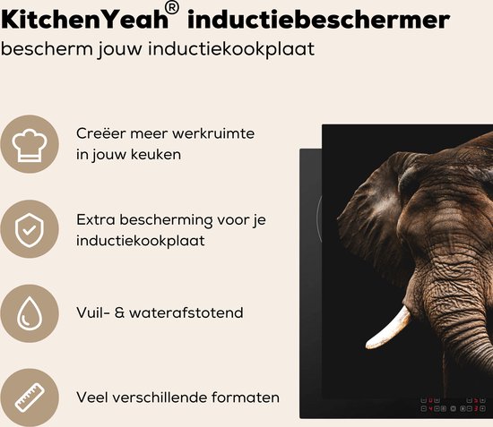 KitchenYeah® Inductie beschermer 78x78 cm - Olifant - Papegaai - Tanden - Kookplaataccessoires - Afdekplaat voor kookplaat - Inductiebeschermer - Inductiemat - Inductieplaat mat