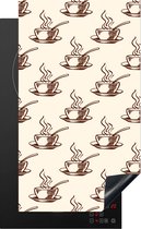 KitchenYeah® Inductie beschermer 30x52 cm - Patronen - Vintage - Koffie - Kookplaataccessoires - Afdekplaat voor kookplaat - Inductiebeschermer - Inductiemat - Inductieplaat mat