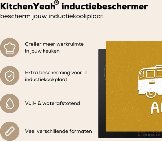 KitchenYeah® Inductie beschermer 80x52 cm - Zomer - Bus - Quotes - Kookplaataccessoires - Afdekplaat voor kookplaat - Inductiebeschermer - Inductiemat - Inductieplaat mat