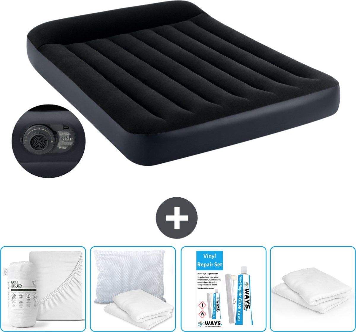 Intex Luchtbed - Twijfelaar - 137 x 191 x 25 cm - Blauw - Inclusief pomp - Accessoires CB15