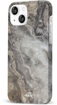 xoxo Wildhearts Marble Grey River - Single Layer - Hoesje geschikt voor iPhone 14 Marmer hoesje shockproof - Hard Case beschermhoesje geschikt voor iPhone 14 - Grijs