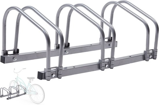AREBOS Fietsenrek voor 3 fietsen vloer- of wandmontage fietsgarage Fietshouder