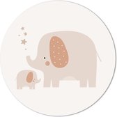 Label2X - Muurcirkel kids olifantjes - 140 cm - Dibond - Multicolor - Wandcirkel - Rond Schilderij - Muurdecoratie Cirkel - Wandecoratie rond - Decoratie voor woonkamer of slaapkamer