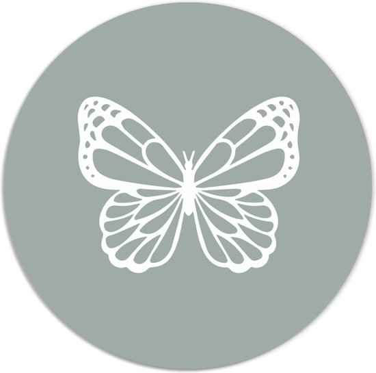 Label2X - Muurcirkel green butterfly - Ø 120 cm - Dibond - Multicolor - Wandcirkel - Rond Schilderij - Muurdecoratie Cirkel - Wandecoratie rond - Decoratie voor woonkamer of slaapkamer