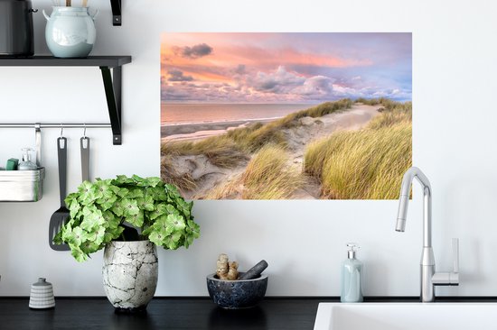 Stickers Stickers muraux - Plage - Mer - Dune - Coucher de soleil - 60x40 cm - Film adhésif
