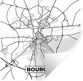 Muurstickers - Sticker Folie - Bourges - Frankrijk - Stadskaart - Plattegrond - Kaart - Zwart wit - 80x80 cm - Plakfolie - Muurstickers Kinderkamer - Zelfklevend Behang - Zelfklevend behangpapier - Stickerfolie