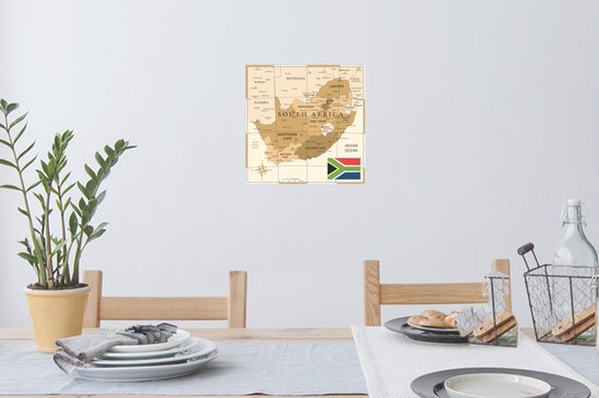 Muursticker Illustration Afrique du Sud - Illustration ancienne carte de Afrique du Sud - 30x30 cm - film adhésif autocollant - sticker mural repositionnable