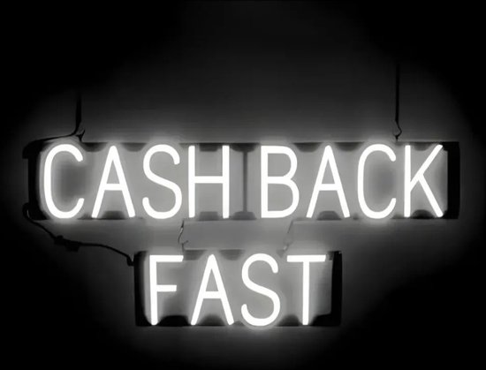 CASH BACK FAST - Néon publicitaire Néon LED enseigne lumineuse | SortBrite | 88 x 38 cm | 6 modes de gradation - 8 animations lumineuses | Éclairage au néon pour panneaux publicitaires