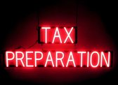 TAX PREPARATION - Lichtreclame Neon LED bord verlicht | SpellBrite | 102 x 38 cm | 6 Dimstanden - 8 Lichtanimaties | Reclamebord neon verlichting