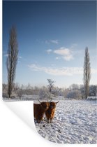 Muurstickers - Sticker Folie - Schotse hooglander - Licht - Sneeuw - 20x30 cm - Plakfolie - Muurstickers Kinderkamer - Zelfklevend Behang - Zelfklevend behangpapier - Stickerfolie