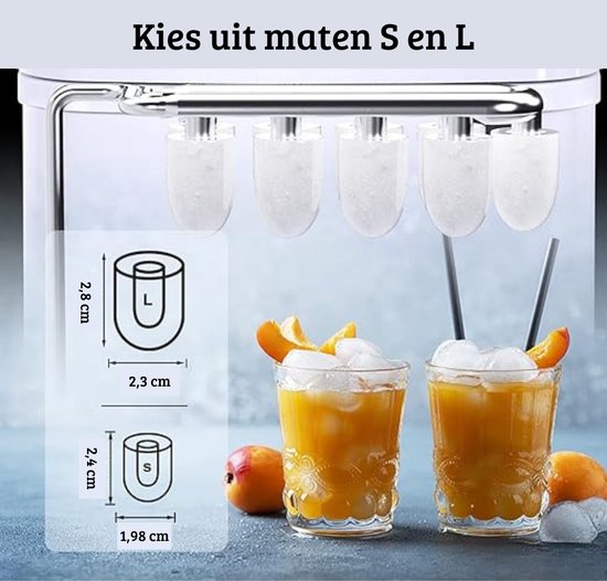 Ijsblokjesmachine - Ijsmachine Zelfvriezend - Zelfreinigende Functie - Crushed Ice - Led Display - Thuis & Horeca - Wit van IceQueen — afbeelding 5