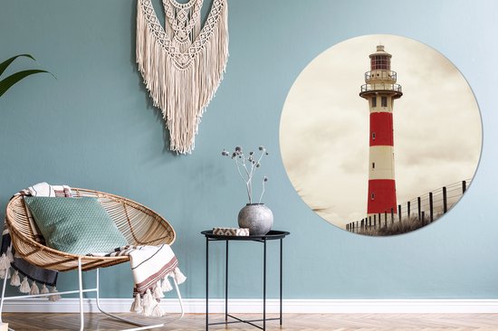 Wall Circle - Wall Circle - Tirage photo phare sépia - Aluminium - ⌀ 120 cm - Intérieur et Extérieur XXL