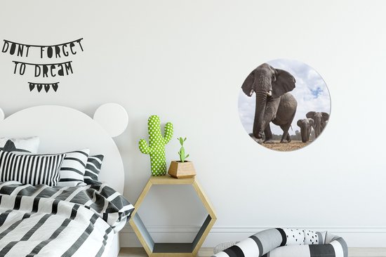 Wall Circle - Wall Circle Indoor - Troupeau d'éléphants - ⌀ 30 cm - Décoration murale - Peintures Ronds