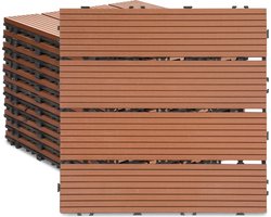 Terrastegels 30x30cm 33 stuks 3m² WPC Tegels Balkon Terras of Vlonder Snelle Montage Vlondertegel Tuintegels Terrasplanken Balkon vloer Kliktegels Buiten tegels Geelbruin