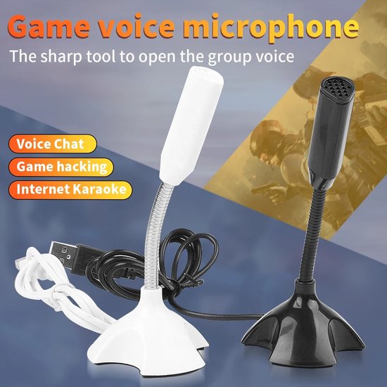 DrPhone MPM - Mini Microfoon Met Houder - USB - Verstelbaar - Plug & Play - Compact - Plastic - Zwart - DrPhone