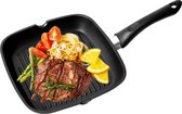 Grillpan, steakpannen BBQ, 24 x 24 x 4,5 cm, anti-aanbaklaag, geschikt voor inductie voor alle kookplaten en ovenvast