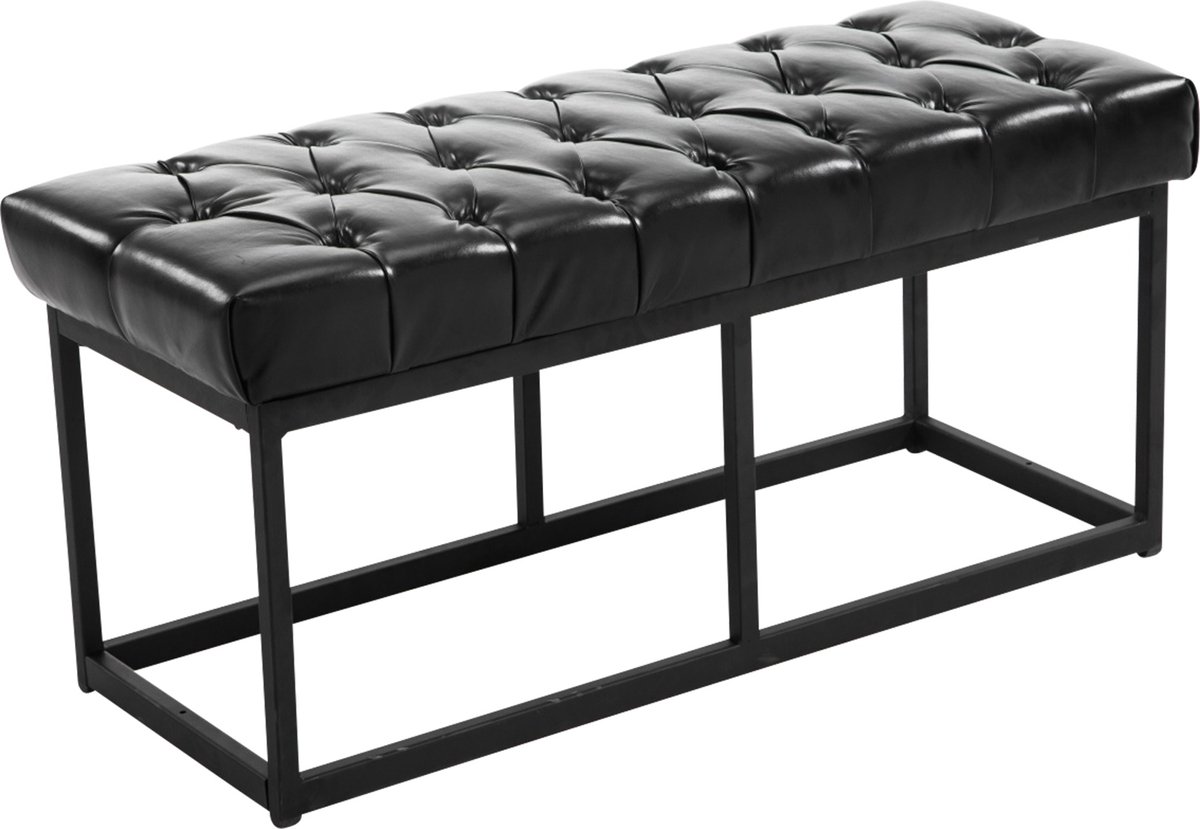 CLP Zitbank AMUN - bekleed en benopt, kunstleer zwart 100 cm