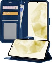 Hoesje Geschikt voor Samsung A35 Hoesje Book Case Hoes Wallet Cover - Hoes Geschikt voor Samsung Galaxy A35 5G Hoesje Bookcase Hoes - Donkerblauw