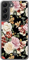 Casimoda® hoesje - Geschikt voor Samsung Galaxy S22 - Bloemen flowerpower - 2-in-1 case - Schokbestendig - Bloemen - Verhoogde randen - Multi, Transparant
