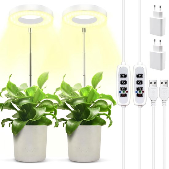 LED-plantenlamp, set van 2 volledig spectrum LED-plantenlampen