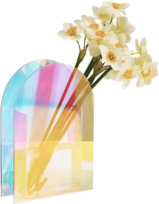 Boekenvazen van acryl, heldere boekenvazen, vazen voor woonkamerdecoratie, kleurrijke vazen van acryl, voor bloemstuk en decoratie (12 x 0,5 x 18 cm)