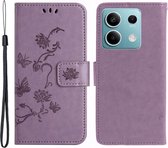 Coverup Bloemen & Vlinders Book Case - Geschikt voor Xiaomi Redmi Note 13 Pro 5G / Poco X6 Hoesje - Paars