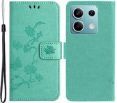 Coverup Bloemen & Vlinders Book Case - Geschikt voor Xiaomi Redmi Note 13 Pro 5G / Poco X6 Hoesje - Groen