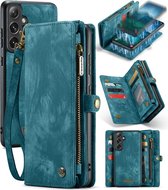 CaseMe 008 Étui livre 2 en 1 et couverture arrière avec portefeuille adapté à la coque Samsung Galaxy S24 Plus - Blauw