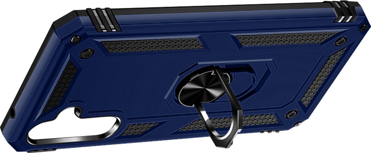 Hybrid Case Geschikt voor Samsung A34 5G Video Support Ring Blauw