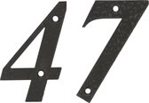 AMIG Huisnummer 47 - massief gesmeed staal - 10cm - incl. bijpassende schroeven - zwart