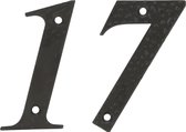 AMIG Huisnummer 17 - massief gesmeed staal - 10cm - incl. bijpassende schroeven - zwart
