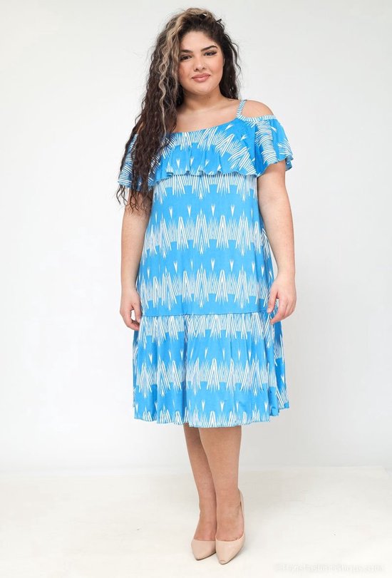 Prachtige jurk voor grote maten - blauw - maat 58/60