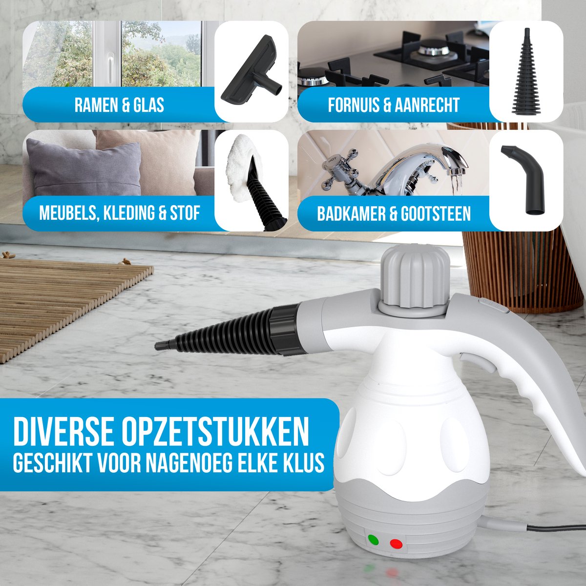Strex Stoomreiniger Extra Krachtig - 1200W - 4bar - Alles-in-één Multifunctionele Handstomer - Vlekkenreiniger - Voor Vloer / Tapijt / Badkamer / Zetel / Textiel / Meubels Auto Bank Matras / Bekleding thumbnail 7