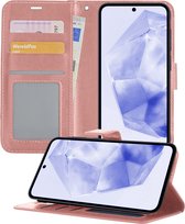 Hoesje Geschikt voor Samsung A35 Hoesje Book Case Hoes Portemonnee Cover Walletcase - Hoes Geschikt voor Samsung Galaxy A35 5G Hoes Bookcase Hoesje - Rosé goud