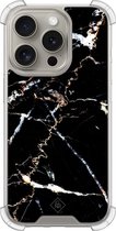 Casimoda® hoesje - Geschikt voor iPhone 15 Pro - Marmer Zwart - Shockproof case - Extra sterk - TPU/acryl - Zwart, Transparant