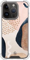 Casimoda® hoesje - Geschikt voor iPhone 13 Pro - Abstract Dots - Shockproof case - Extra sterk - TPU/polycarbonaat - Bruin/beige, Transparant