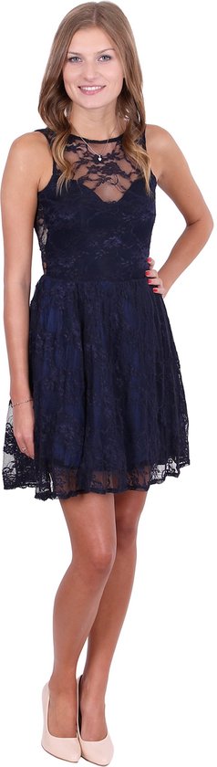 Ballerine en kanten bleu marine avec dos découpé par John Zack