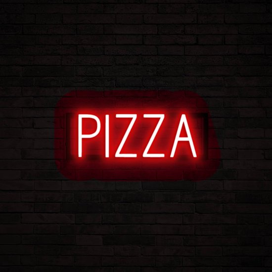 PIZZA - Néon publicitaire Enseigne Néon LED lumineuse | SortBrite | 44 x 16 cm | 6 modes de gradation et 8 animations lumineuses | Éclairage au néon pour panneaux publicitaires