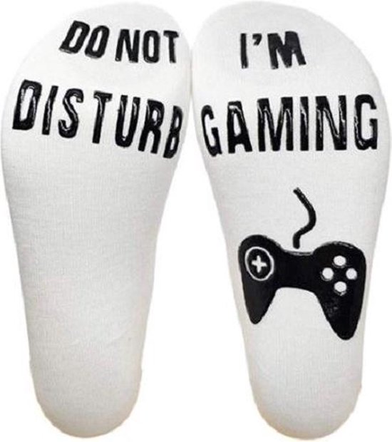Go Go Gadget - Do not disturb > I'm Gaming - Sokken - ⁠One Size - Wit met zwarte letters
