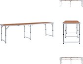vidaXL Table de camping pliante - Aluminium et MDF - 240 x 60 x 55/62/70 cm - 30-50 kg - Accessoire de chaise de camping