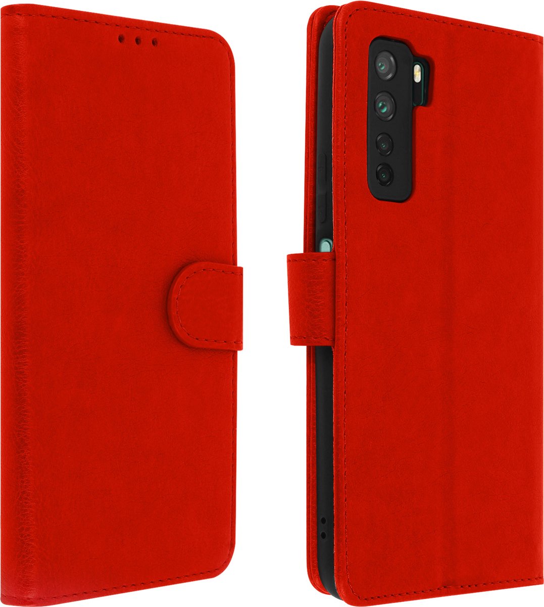 Avizar Foliohoes Geschikt voor P40 Lite 5G portefeuille en videohouder, Rood