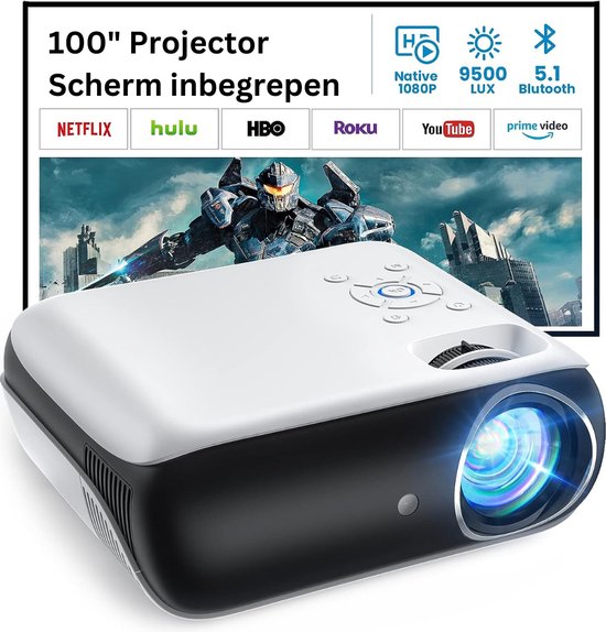 Bluetooth Thuisbioscoop Beamer -Multimedia Projector voor Entertainment - Compatibel met Smartphones, Tablets en Meer