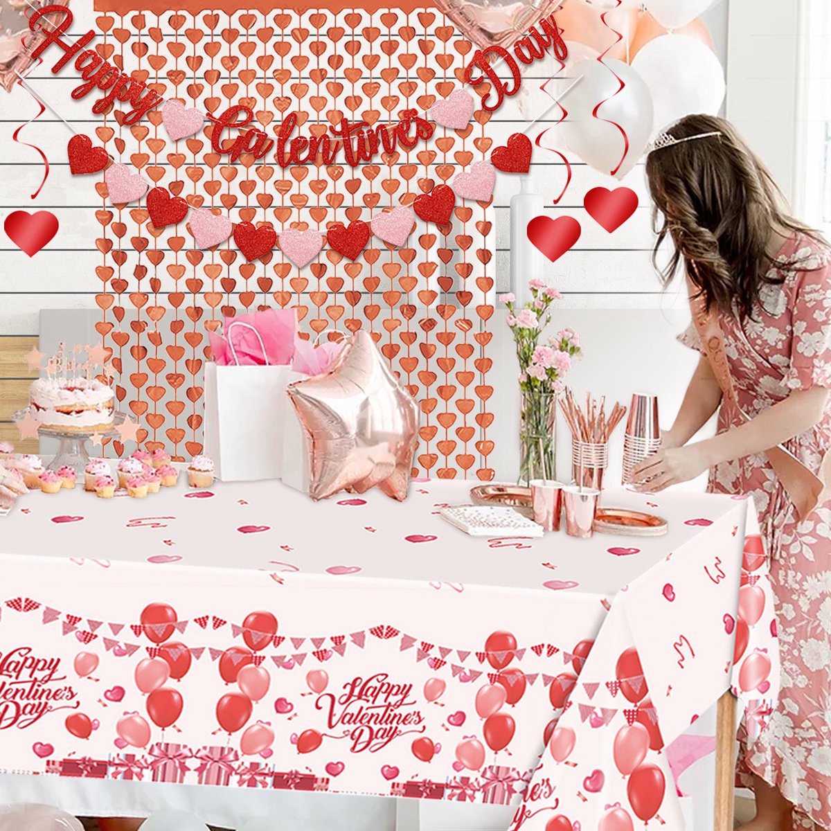 1 pièce Nappe jetable la saint-valentin à imprimé cœur