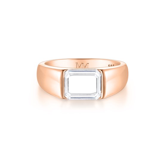 Portraitix - 14k Roségouden Heren Portrait Geslepen Moissanite Ring